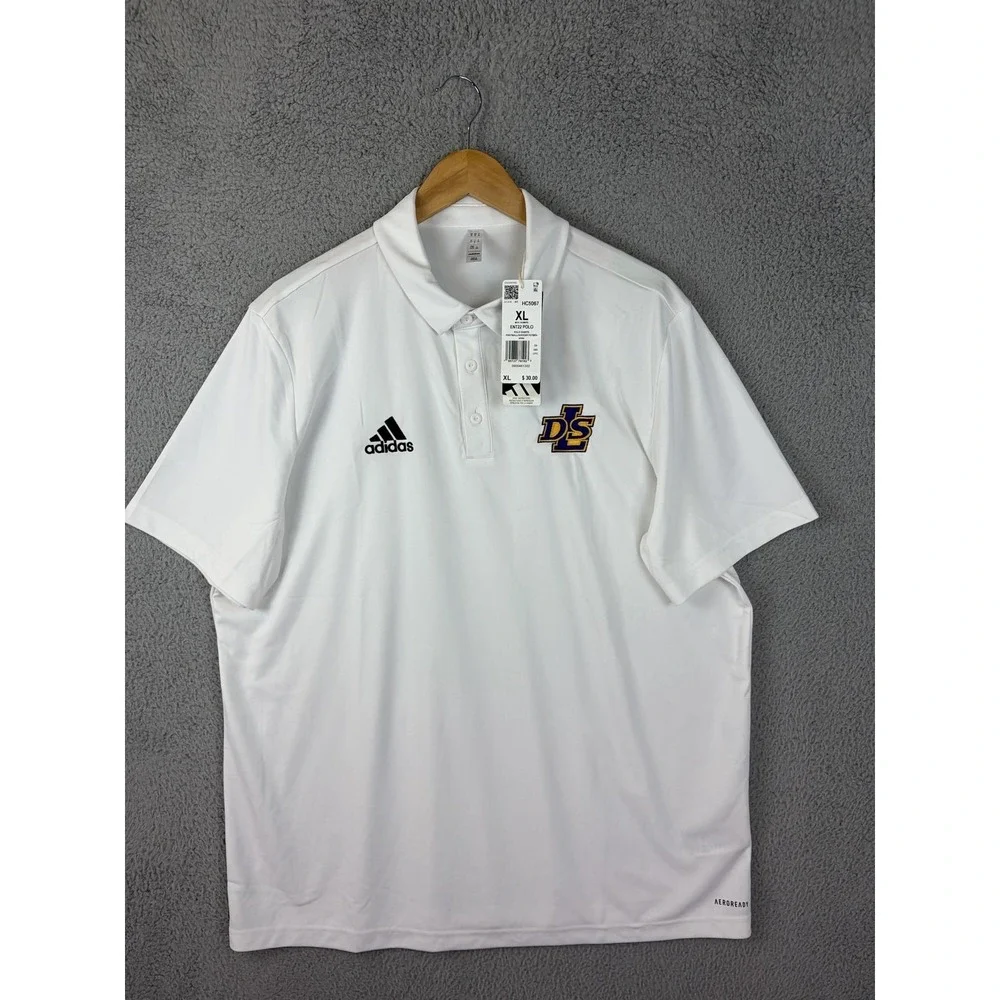 Adidas Polo Shirt Mens XL White AEROREADY DLS Logo ENT22 Football Soccer Men New